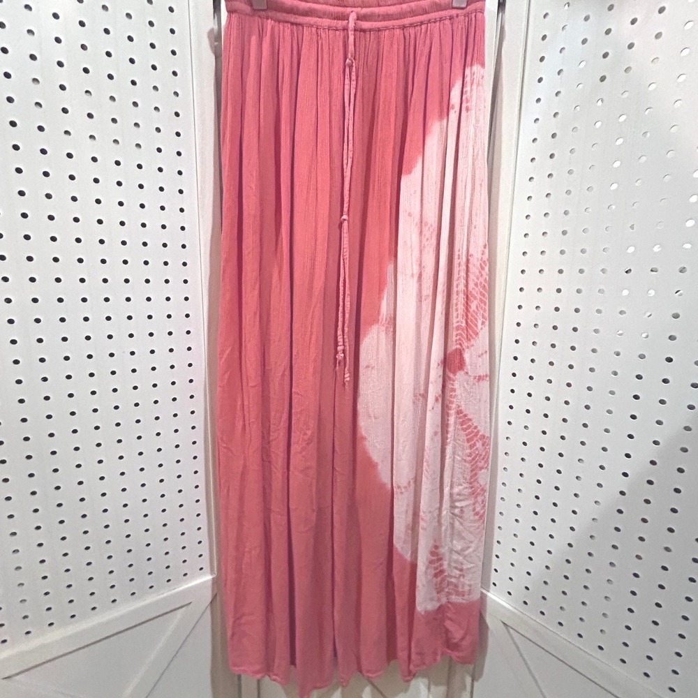Wet Seal Coral Tie Dye Maxi Skirt Boho Festival Lightweight Size S